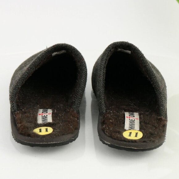 Minnetonka Mens Slipper Size 11 Dark Gray Wool Ghingham Plaid Sherpa Lined Shoe - Picture 7 of 12